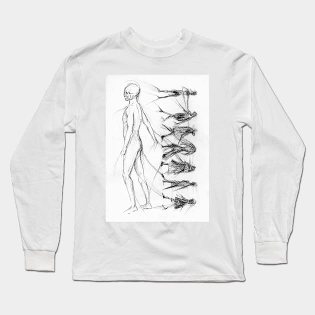 Pencil Sketch of Shadow People Long Sleeve T-Shirt by WaterGardens